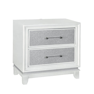 English Elm Galaxy Glam Nightstand with Led Base Glow Dual Usb Ports and Sparkle Drawer Fronts T2574P465638