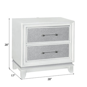 English Elm Galaxy Glam Nightstand with Led Base Glow Dual Usb Ports and Sparkle Drawer Fronts T2574P465638