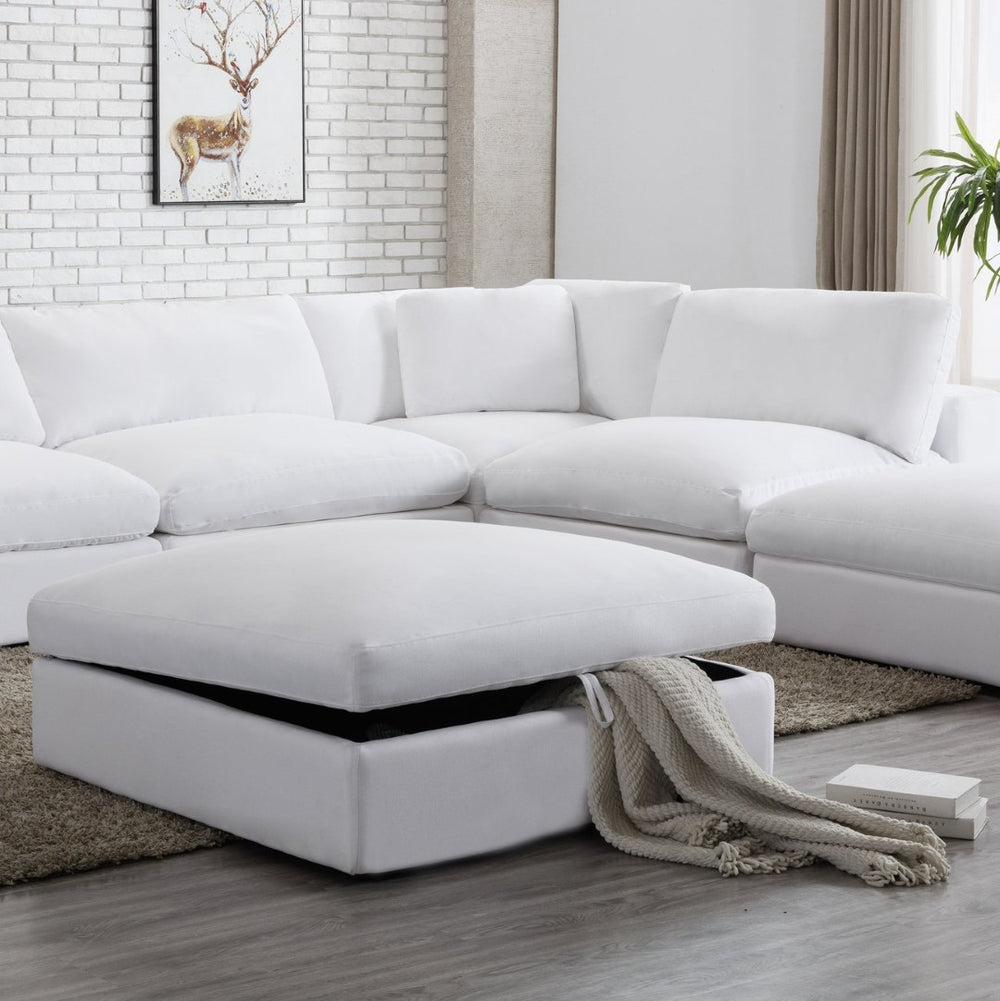 English Elm Rivas Feather Fill Square Storage Ottoman with Lift Top for Modern Living Rooms T2574P465640