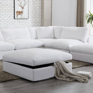 English Elm Rivas Feather Fill Square Storage Ottoman with Lift Top for Modern Living Rooms T2574P465640