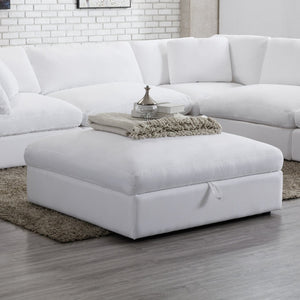 English Elm Rivas Feather Fill Square Storage Ottoman with Lift Top for Modern Living Rooms T2574P465640