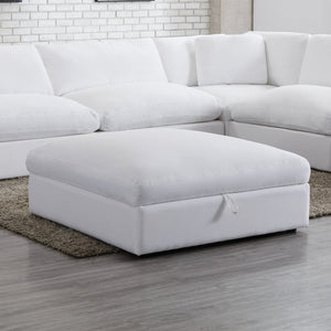 English Elm Rivas Feather Fill Square Storage Ottoman with Lift Top for Modern Living Rooms T2574P465640