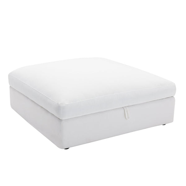 English Elm Rivas Feather Fill Square Storage Ottoman with Lift Top for Modern Living Rooms T2574P465640