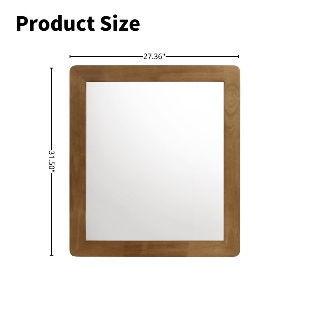 English Elm Roundhill Furniture Vichy Walnut Solid Wood Wall Mirror for Bedroom Dresser Decor T2574P474561