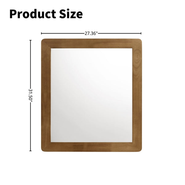 English Elm Roundhill Furniture Vichy Walnut Solid Wood Wall Mirror for Bedroom Dresser Decor T2574P474561