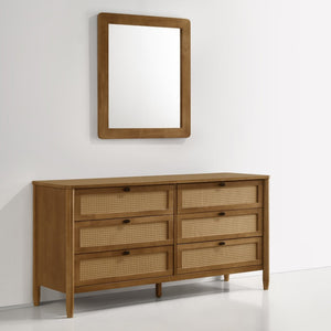 English Elm Roundhill Furniture Vichy Walnut Solid Wood Wall Mirror for Bedroom Dresser Decor T2574P474561