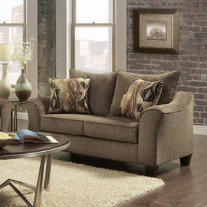 English Elm Camero Textured Brown Fabric Four Piece Living Room Set with Ottoman and Pillow Backs T2574P494944