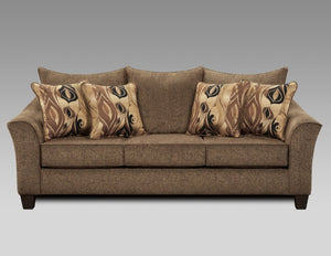 English Elm Camero Textured Brown Fabric Four Piece Living Room Set with Ottoman and Pillow Backs T2574P494944