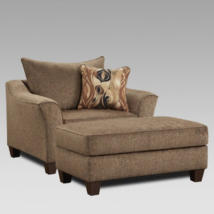 English Elm Camero Textured Brown Fabric Four Piece Living Room Set with Ottoman and Pillow Backs T2574P494944