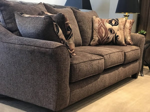 English Elm Camero Textured Brown Fabric Four Piece Living Room Set with Ottoman and Pillow Backs T2574P494944