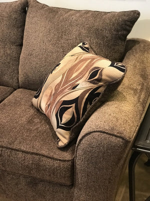 English Elm Camero Textured Brown Fabric Four Piece Living Room Set with Ottoman and Pillow Backs T2574P494944