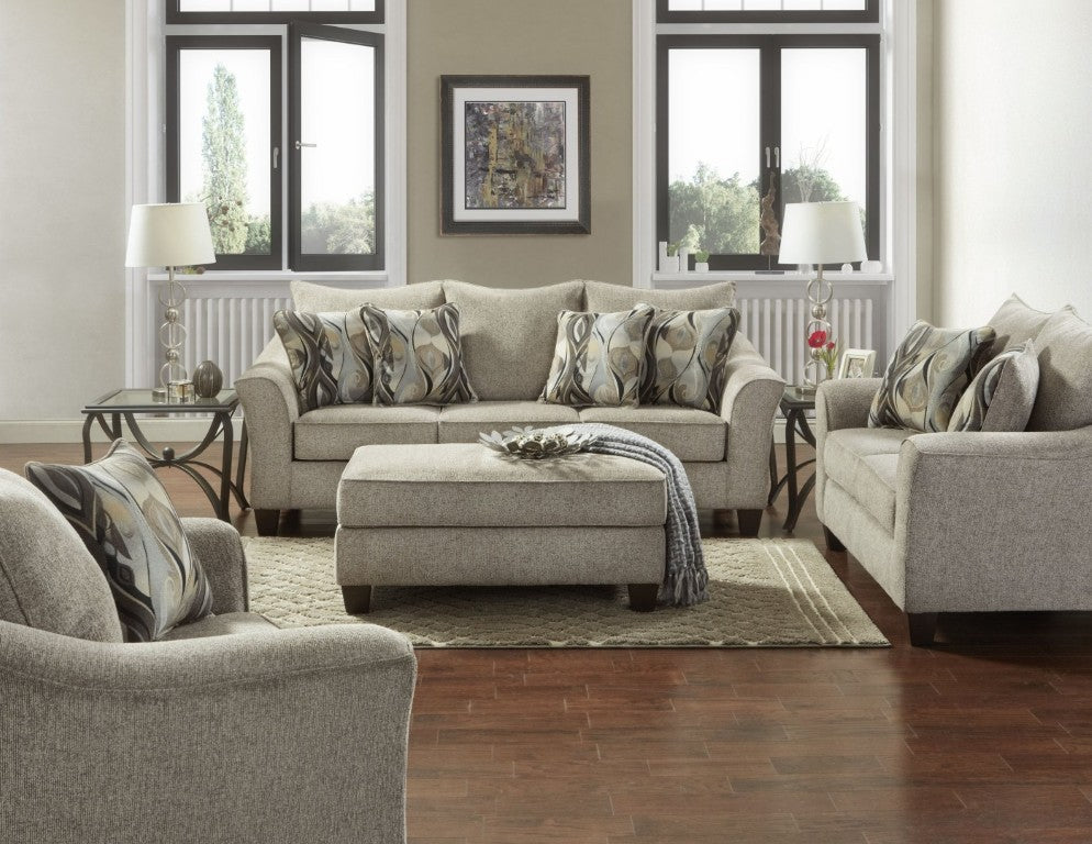 English Elm Camero Textured Gray Fabric Living Room Set with Sofa Loveseat Chair and Ottoman T2574P494945