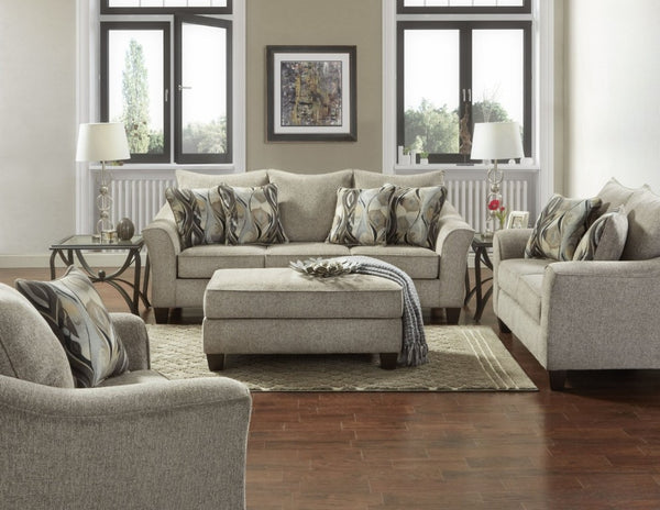 English Elm Camero Textured Gray Fabric Living Room Set with Sofa Loveseat Chair and Ottoman T2574P494945