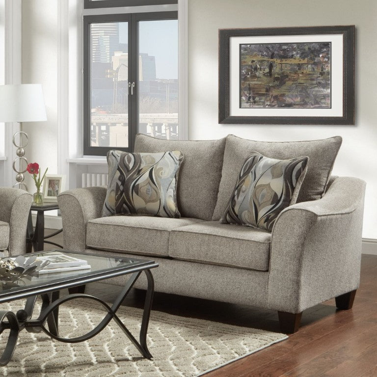 English Elm Camero Textured Gray Fabric Living Room Set with Sofa Loveseat Chair and Ottoman T2574P494945