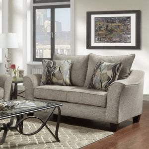 English Elm Camero Textured Gray Fabric Living Room Set with Sofa Loveseat Chair and Ottoman T2574P494945