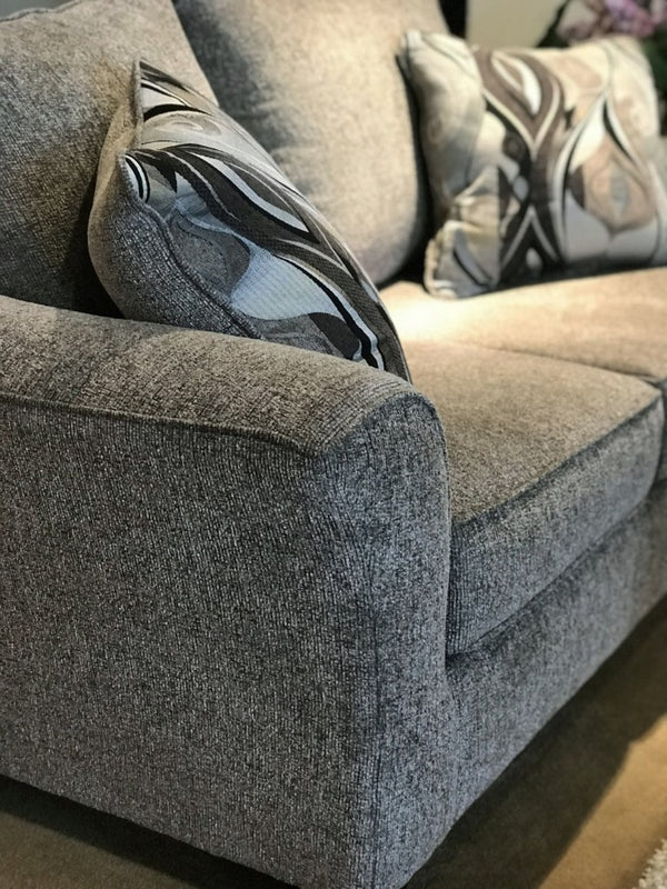 English Elm Camero Textured Gray Fabric Living Room Set with Sofa Loveseat Chair and Ottoman T2574P494945