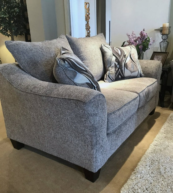 English Elm Camero Textured Gray Fabric Living Room Set with Sofa Loveseat Chair and Ottoman T2574P494945