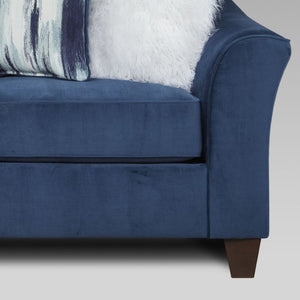 English Elm Camero Navy Fabric Four Piece Living Room Set with Welted Trim and Pillow Back T2574P494950