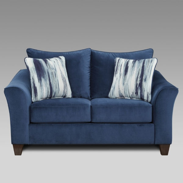 English Elm Camero Navy Fabric Four Piece Living Room Set with Welted Trim and Pillow Back T2574P494950