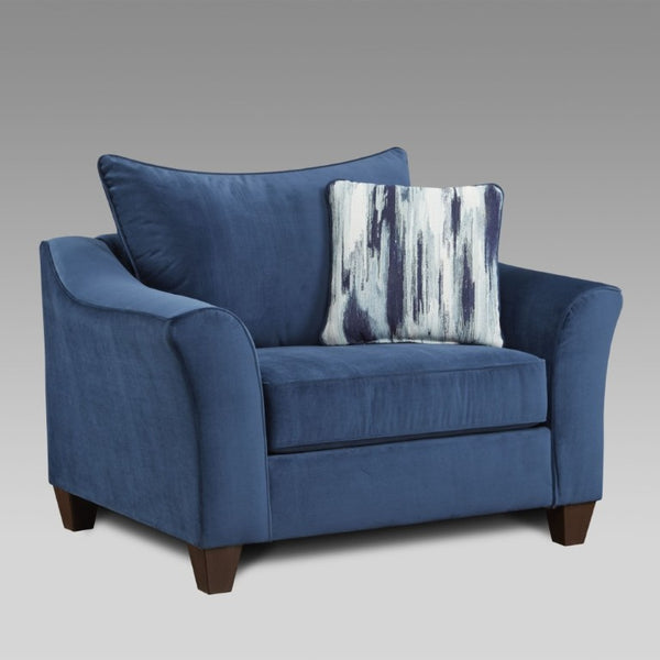 English Elm Camero Navy Fabric Four Piece Living Room Set with Welted Trim and Pillow Back T2574P494950