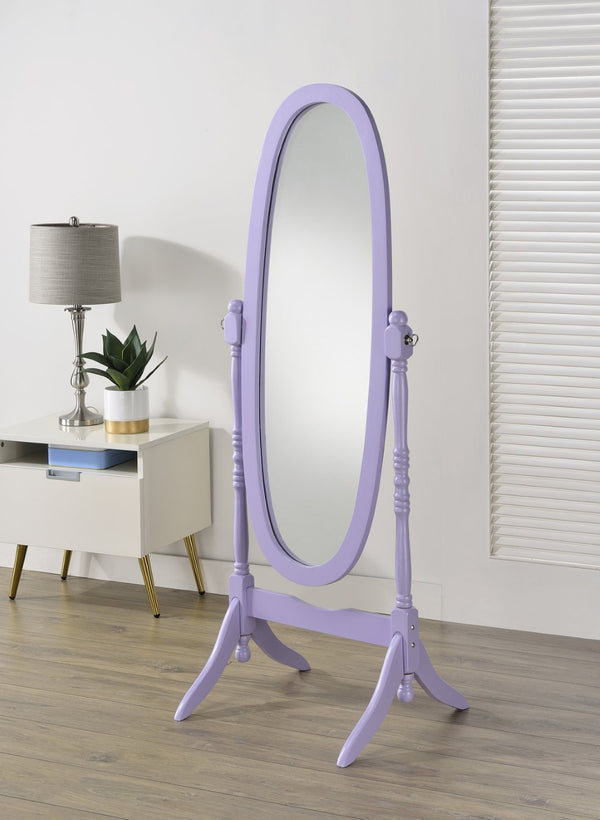 English Elm Traditional Queen Anne Oval Floor Cheval Mirror Solid Wood Tilting Bedroom Accent Purple T2574P506231