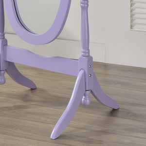 English Elm Traditional Queen Anne Oval Floor Cheval Mirror Solid Wood Tilting Bedroom Accent Purple T2574P506231