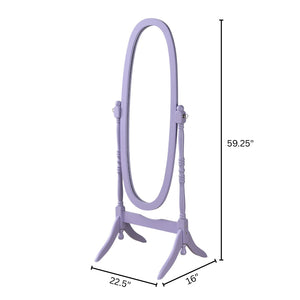 English Elm Traditional Queen Anne Oval Floor Cheval Mirror Solid Wood Tilting Bedroom Accent Purple T2574P506231