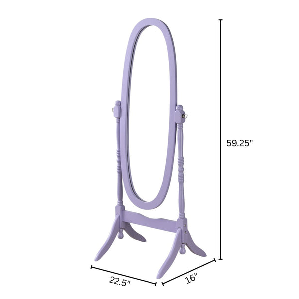 English Elm Traditional Queen Anne Oval Floor Cheval Mirror Solid Wood Tilting Bedroom Accent Purple T2574P506231