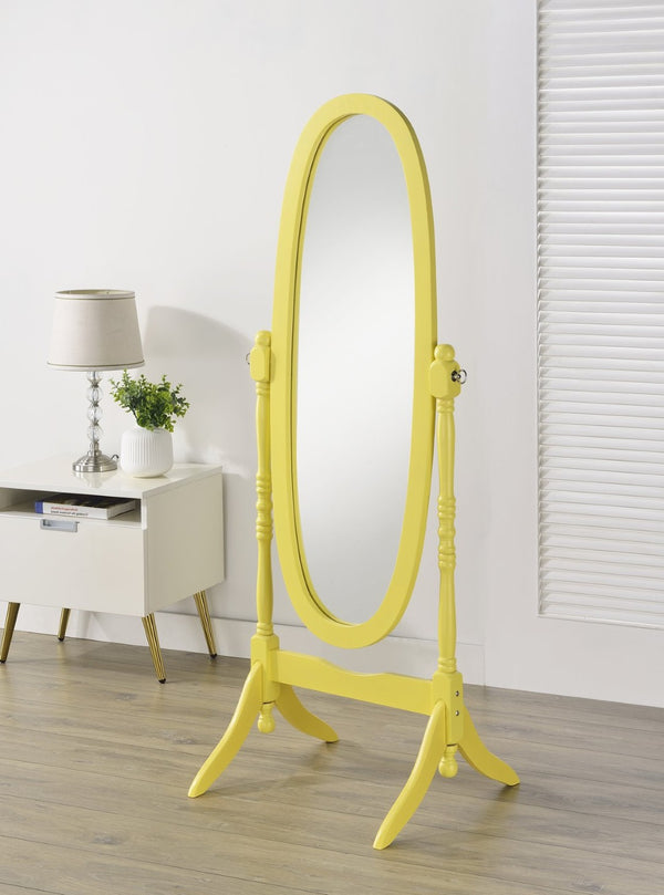 English Elm Traditional Queen Anne Oval Floor Cheval Mirror Solid Wood Tilting Bedroom Accent Yellow T2574P506232