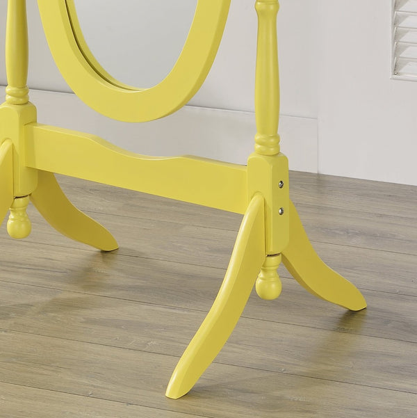 English Elm Traditional Queen Anne Oval Floor Cheval Mirror Solid Wood Tilting Bedroom Accent Yellow T2574P506232