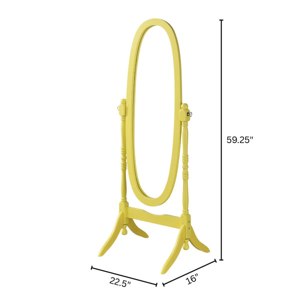 English Elm Traditional Queen Anne Oval Floor Cheval Mirror Solid Wood Tilting Bedroom Accent Yellow T2574P506232