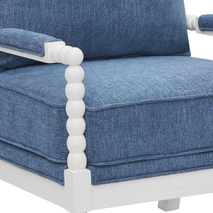 English Elm Belvoir Spool Turned Rubberwood Accent Chair Plush Foam Seat for Cottage Living Blue T2574P506233