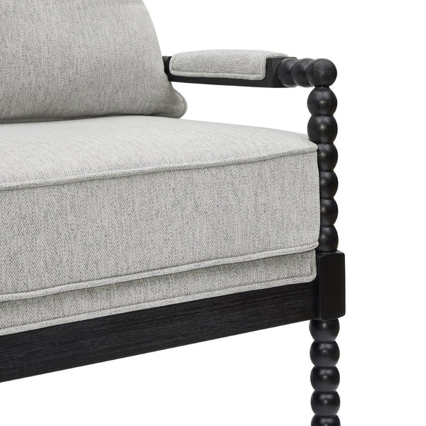 English Elm Belvoir Spool Turned Rubberwood Accent Chair Plush Foam Seat for Cottage Living Gray T2574P506237