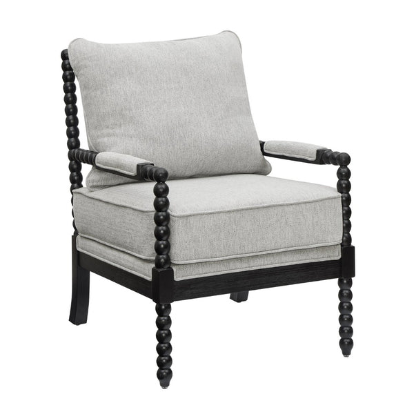 English Elm Belvoir Spool Turned Rubberwood Accent Chair Plush Foam Seat for Cottage Living Gray T2574P506237