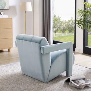 English Elm Velmor Channel Tufted Velvet Accent Chair with Wide Arms for Living Room Blue T2574P506247