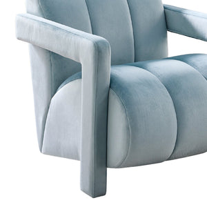 English Elm Velmor Channel Tufted Velvet Accent Chair with Wide Arms for Living Room Blue T2574P506247