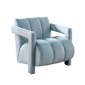 English Elm Velmor Channel Tufted Velvet Accent Chair with Wide Arms for Living Room Blue T2574P506247