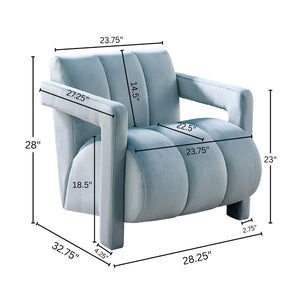 English Elm Velmor Channel Tufted Velvet Accent Chair with Wide Arms for Living Room Blue T2574P506247