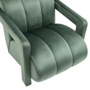 English Elm Velmor Channel Tufted Velvet Accent Chair with Wide Arms for Living Room Green T2574P506248