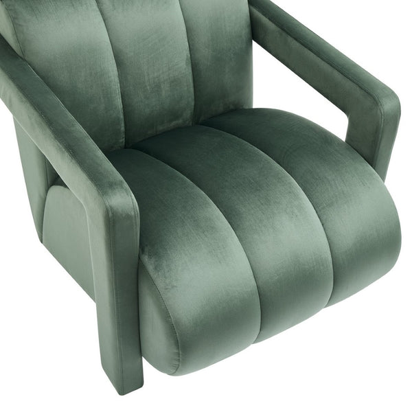 English Elm Velmor Channel Tufted Velvet Accent Chair with Wide Arms for Living Room Green T2574P506248