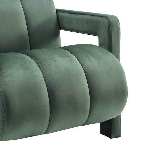 English Elm Velmor Channel Tufted Velvet Accent Chair with Wide Arms for Living Room Green T2574P506248