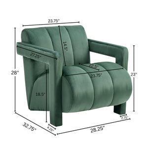 English Elm Velmor Channel Tufted Velvet Accent Chair with Wide Arms for Living Room Green T2574P506248