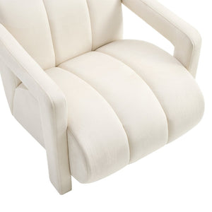 English Elm Velmor Channel Tufted Velvet Accent Chair with Wide Arms for Living Room Ivory T2574P506249