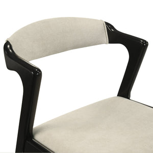 English Elm Lavin Upholstered Rubberwood Dining Chair Set Curved Back Mid-century Modern Style Black T2574P506252