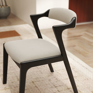 English Elm Lavin Upholstered Rubberwood Dining Chair Set Curved Back Mid-century Modern Style Black T2574P506252