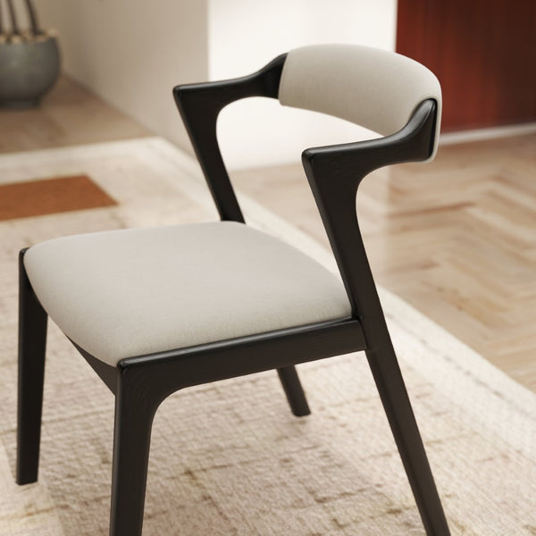 English Elm Lavin Upholstered Rubberwood Dining Chair Set Curved Back Mid-century Modern Style Black T2574P506252