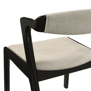 English Elm Lavin Upholstered Rubberwood Dining Chair Set Curved Back Mid-century Modern Style Black T2574P506252