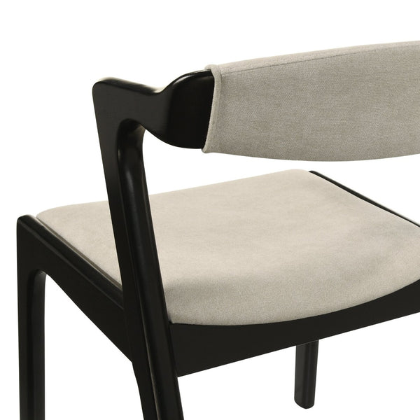 English Elm Lavin Upholstered Rubberwood Dining Chair Set Curved Back Mid-century Modern Style Black T2574P506252