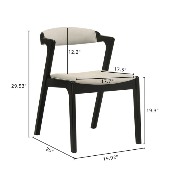 English Elm Lavin Upholstered Rubberwood Dining Chair Set Curved Back Mid-century Modern Style Black T2574P506252