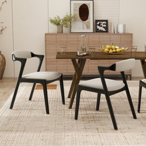 English Elm Lavin Upholstered Rubberwood Dining Chair Set Curved Back Mid-century Modern Style Black T2574P506252